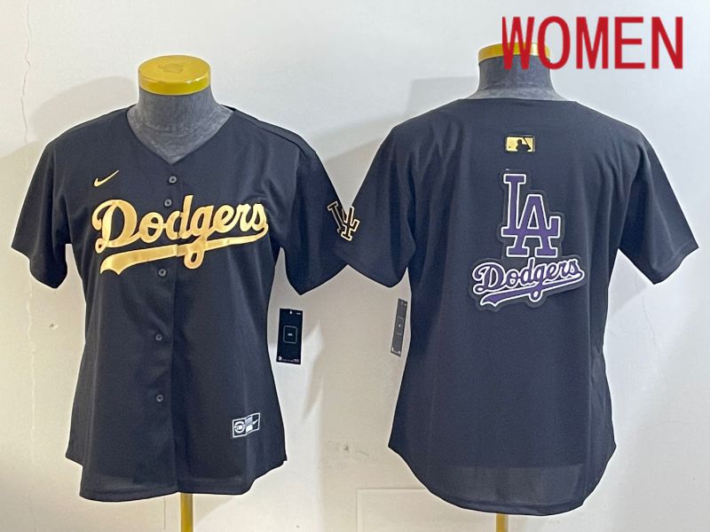 Women Los Angeles Dodgers Blank Black Gold Game 2024 Nike MLB Jersey style 12093